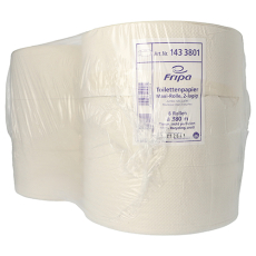 6 Rollen Toilettenpapier, 2-lagiges Tissue Ø 26 cm · 380 m x 10 cm weiss Maxi Rollen